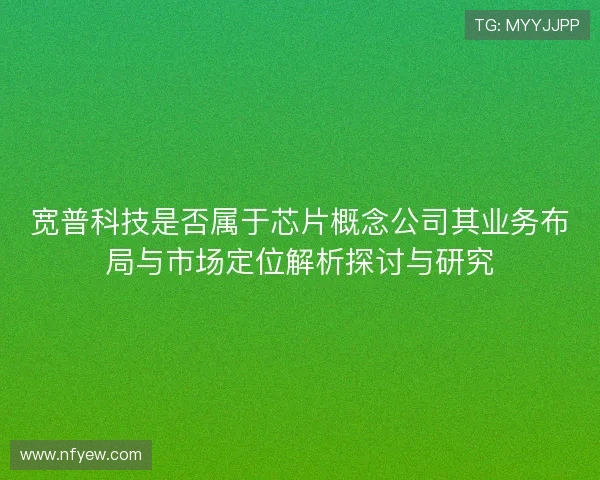 宽普科技是否属于芯片概念公司其业务布局与市场定位解析探讨与研究
